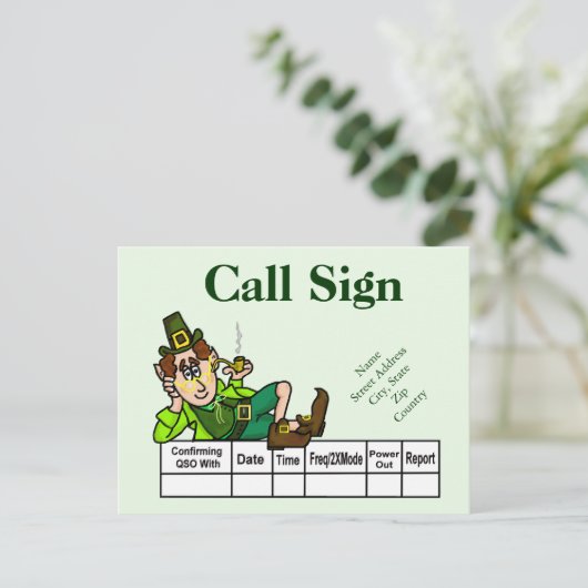 Irish Leprechaun Ham Radio QSL Karte Customize It! (Stehend Vorderseite)