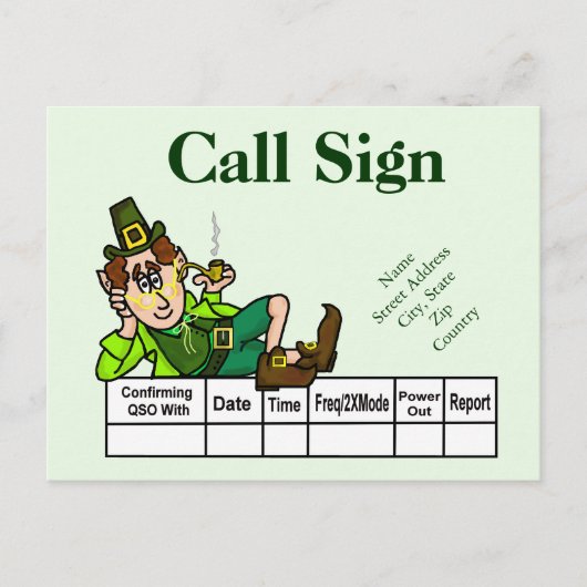 Irish Leprechaun Ham Radio QSL Karte Customize It! (Vorderseite)