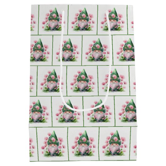 Irish Leprechaun in Garden Mittlere Geschenktüte (Rückseite)