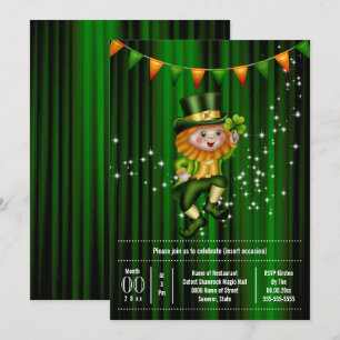Irish Leprechaun jig Kleeblatt bunte Feiertage Einladung