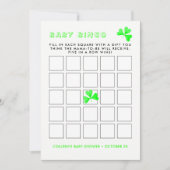 Irish Leprechaun Lucky Kleeblatt Baby Bingo Einladung (Vorderseite)