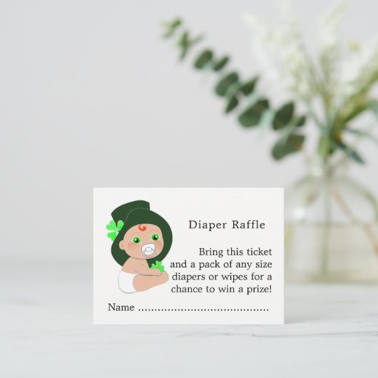 Irish Leprechaun Lucky Kleeblatt Diaper Raffle Begleitkarte (Stehend Vorderseite)