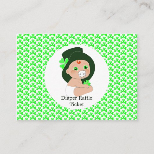 Irish Leprechaun Lucky Kleeblatt Diaper Raffle Begleitkarte (Rückseite)