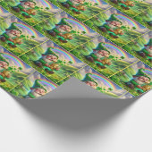 Irish Leprechaun mit Goldmünzen Geschenkpapier (Ecke)