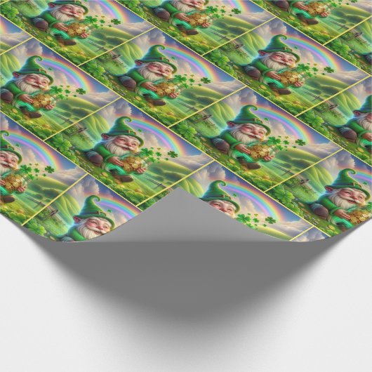 Irish Leprechaun mit Goldmünzen Geschenkpapier (Ecke)