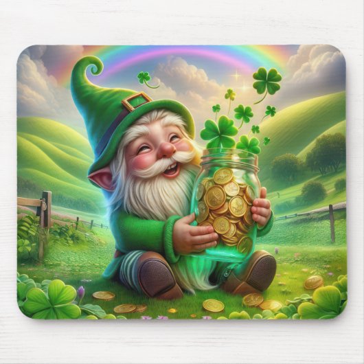Irish Leprechaun mit Goldmünzen Mousepad (Vorne)