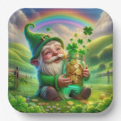 Irish Leprechaun mit Goldmünzen Pappteller (Vorderseite)