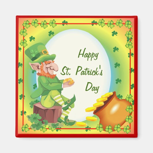 Irish Leprechaun Pot of Gold Magnet (Vorne)