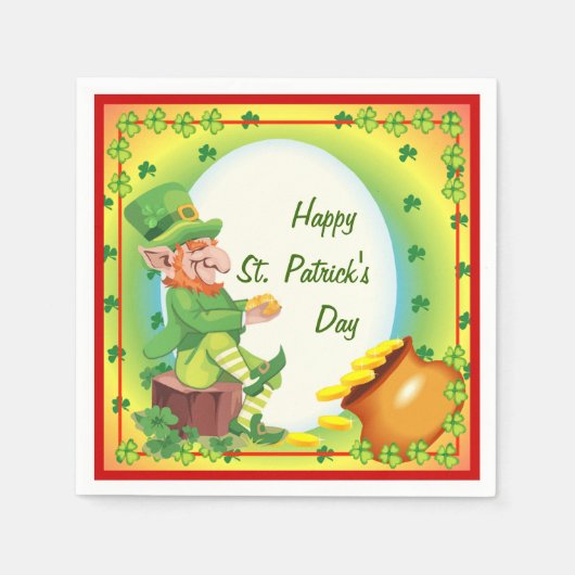 Irish Leprechaun Pot of Gold Napkins Serviette (Vorderseite)