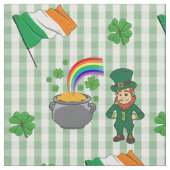 Irish Leprechaun Rainbow Pot of Gold Flag Fun Stoff (Nahaufnahme)