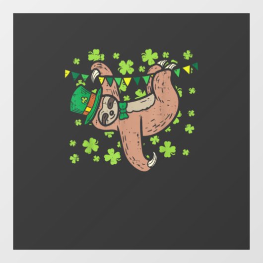 Irish Leprechaun Sloth Shamrock St Patricks Day An Fensteraufkleber (Blatt)