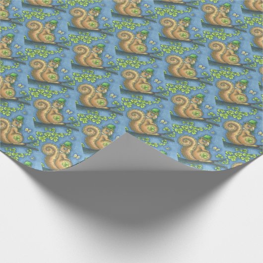 IRISH LEPRECHAUN SQUIRREL FERIENBUCH GESCHENKPAPIER (Ecke)