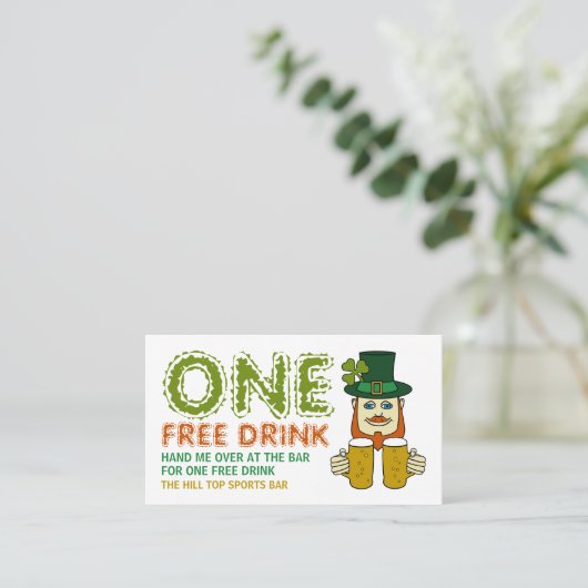 Irish Leprechaun, St Patrick's Day Drinks Ticket (Stehend Vorderseite)