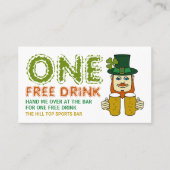 Irish Leprechaun, St Patrick's Day Drinks Ticket (Vorderseite)
