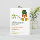 Irish Leprechaun, St Patrick's Day Menu Card Einladung (Stehend Vorderseite)