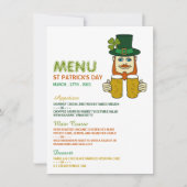 Irish Leprechaun, St Patrick's Day Menu Card Einladung (Vorderseite)
