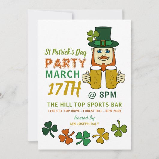 Irish Leprechaun, St Patrick's Day Party Einladung (Vorderseite)