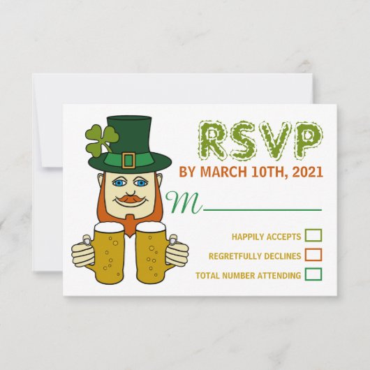 Irish Leprechaun, St Patrick's Day Party UAWG RSVP Karte (Vorderseite)