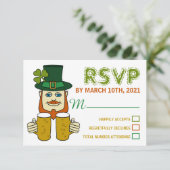 Irish Leprechaun, St Patrick's Day Party UAWG RSVP Karte (Stehend Vorderseite)
