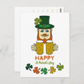 Irish Leprechaun, St Patrick's Day Postkarte (Vorne/Hinten)