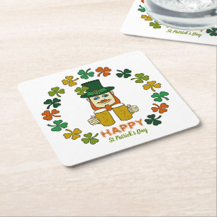 Irish Leprechaun, St Patrick's Day Rechteckiger Pappuntersetzer