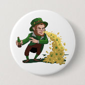 Irish Leprechaun Tossing Lucky Cookies Funny Button (Vorderseite)