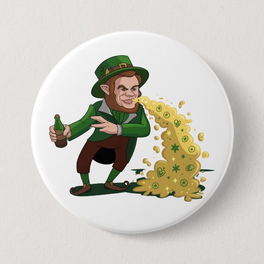 Irish Leprechaun Tossing Lucky Cookies Funny Button (Vorderseite)
