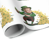 Irish Leprechaun Tossing Lucky Cookies Funny Geschenkpapier (Rolleneckpunkt)