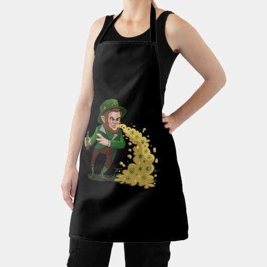 Irish Leprechaun Tossing Lucky Cookies Funny Schürze (InSitu)