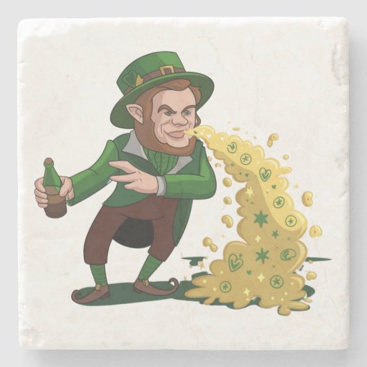 Irish Leprechaun Tossing Lucky Cookies Funny Steinuntersetzer (Vorderseite)