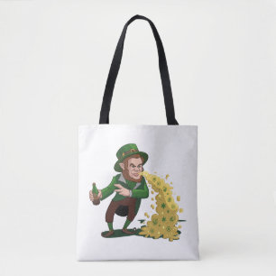Irish Leprechaun Tossing Lucky Cookies Funny Tasche
