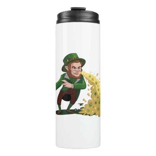 Irish Leprechaun Tossing Lucky Cookies Funny Thermosbecher (Vorderseite)