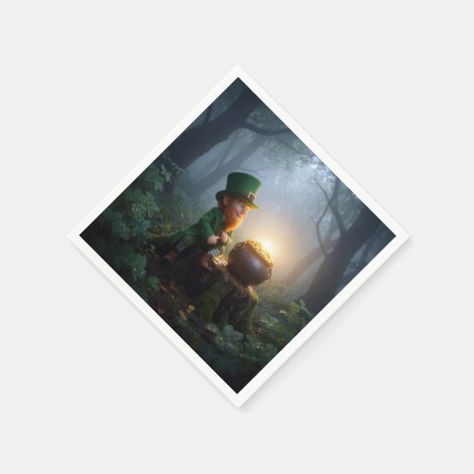 Irish Leprechaun with a Pot of Gold Serviette (Ecke)