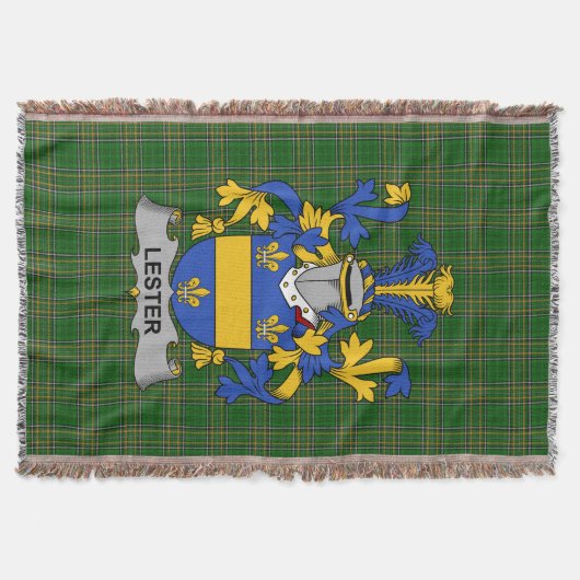 Irish Lester oder McAlester Coat of Arms Family Cr Decke (Vorderseite)