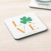 Irish Liebe Green und Orange Kleeblatt Family Getränkeuntersetzer (Linke Seite)