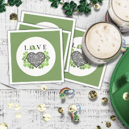 Irish LIEBE Kleeblatt & Celtic Knot Heart Paper Serviette