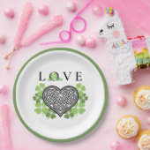 Irish LIEBE Kleeblatt & Celtic Knot Heart Pappteller (Party)