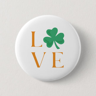 Irish Liebe Kleeblatt Simple Green und Orange Butt Button