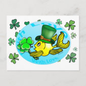 IRISH LUCK GOLDFISH mit Hut und Kleeblättern niedl Postkarte (Vorderseite)