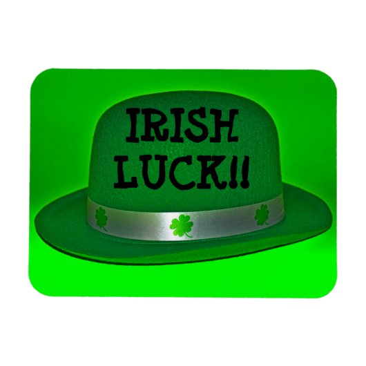 IRISH LUCK Green Derby Hat Magnet (Horizontal)