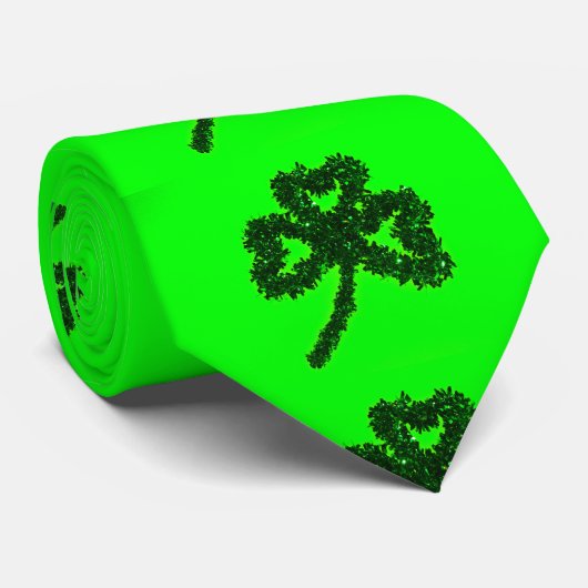 Irish Luck Green Leaf Clover KRAWATTE (Gerollt)