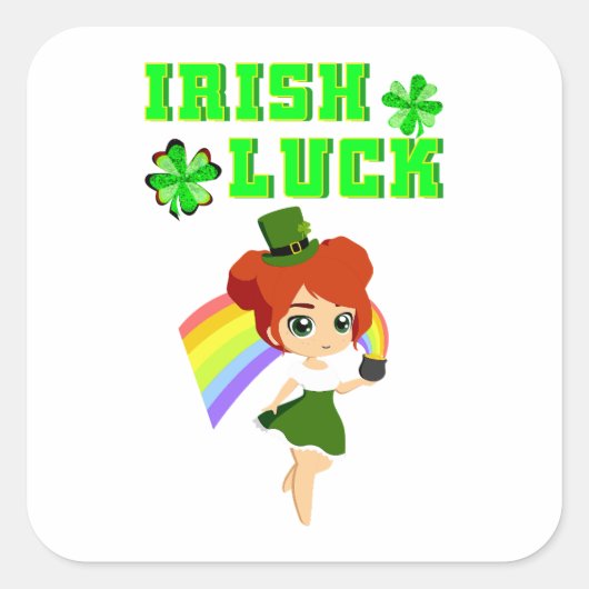 Irish Luck leprechaun 17 Day Saint März Patricks Quadratischer Aufkleber (Vorderseite)