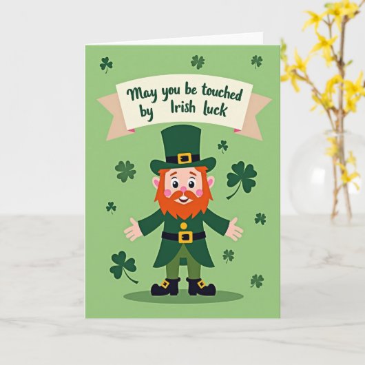 Irish Luck Leprechaun Card Karte (Gelbe Blume)