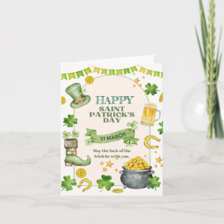 Irish Luck, Shamrocks & Gold Pot St. Patrick’s Day Feiertagskarte