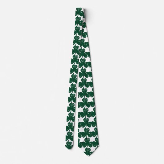 Irish Luck Stylish Grunge Clover Leaf Krawatte (Rückseite)