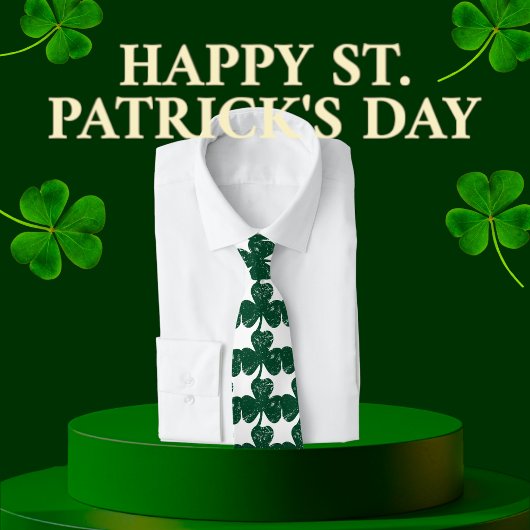 Irish Luck Stylish Grunge Clover Leaf Krawatte