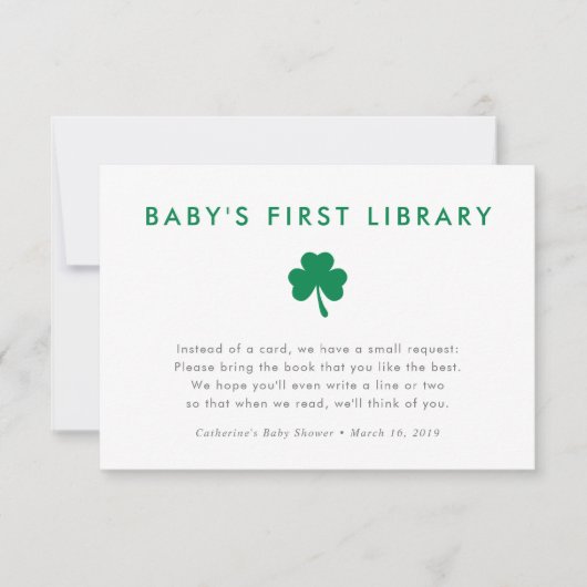 Irish Lucky Charm Books for Baby's First Library Einladung (Vorderseite)