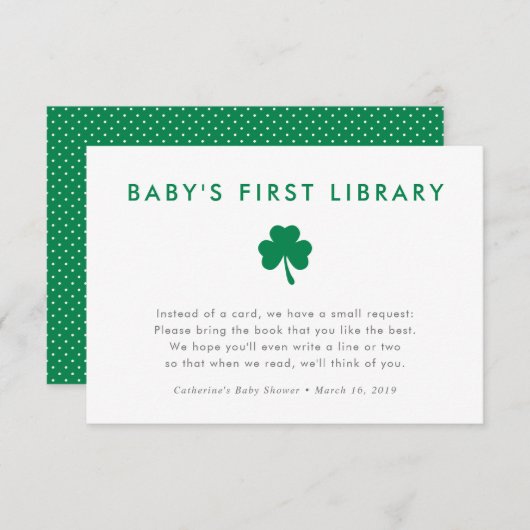 Irish Lucky Charm Books for Baby's First Library Einladung (Vorne/Hinten)