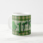 Irish Lucky Charming Clover Kleeblatt Green Tartan Kaffeetasse (Vorderseite Links)