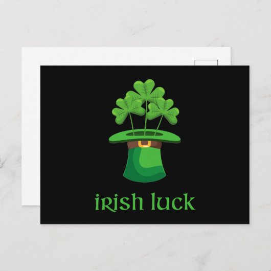Irish Lucky Kleeblatt Clover Leprechaun Green Hat Postkarte (Vorne/Hinten)